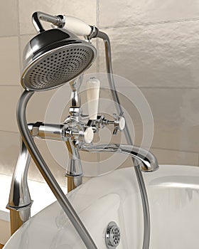 Classic roll top bath and taps