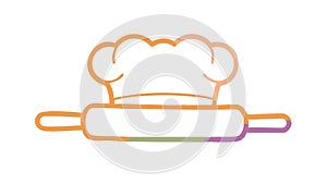 Classic Rolling Pin with Chef Hat Culinary Baking Icon, vector design Generative AI