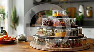 Classic Rotating Spice Carousel for Traditional Kitchens