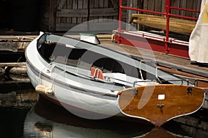 Classic sailing boat at dock on Lake Union, Seattle, Washington, USA
