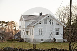 Classic scandinavian white wooden house