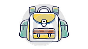 Classic School Backpack Icon in Flat Style, vector design Generative AI