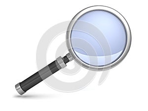 Classic science magnifying glass icon on white