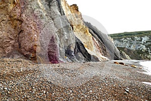 Alum Bay Isle of Wight, England, coloured cliffs.