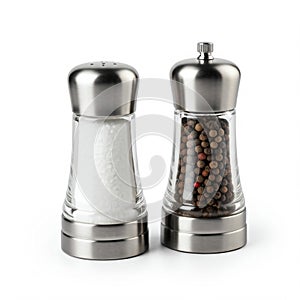 Salt and pepper shakers isolated on a white background