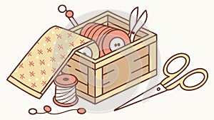 Classic sewing kit, essential craft tools, DIY textile projects, vector design Generative AI