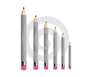 Classic shiny grey vector pencil set