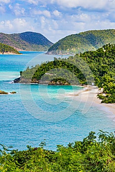 Classic shot of dramatic overlook of Trunk Bay in St John, VI