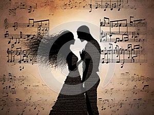 Classic silhouette of a couple, classic art