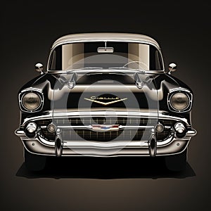 Classic Silver Car Illustration In Golden Age Aesthetics