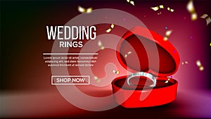 Classic Silver Diamond Ring Landing Page Vector