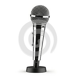Classic silver microphone on a black stand
