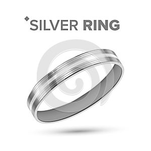 Classic Silver Ring With White Gold Detail Vector