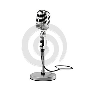 Vintage Microphone on Black Background