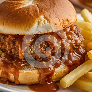 Classic Sloppy Joes made with seasoned ground beef in a tangy tomato sauce photo