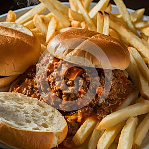 Classic Sloppy Joes made with seasoned ground beef in a tangy tomato sauce photo