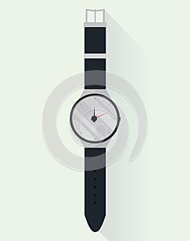 Classic smart hand/wrist watch with long shadow in flat style