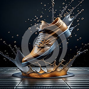 classic sneaker against with water splash