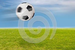 Flying soccer ball background