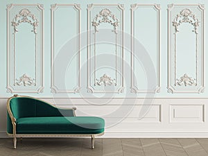 Classic sofa in classic interior with copy space