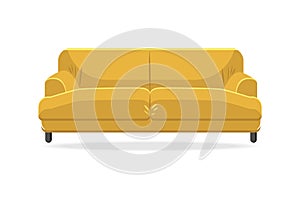 Classic sofa. Isolated comfortable yellow couch