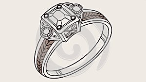 Classic solitaire diamond ring illustration vector design Generative AI