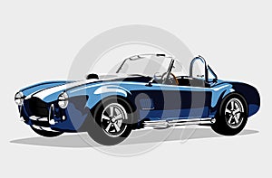 Classic sport blue car AC Shelby Cobra Roadster