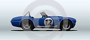 Classic sport car in racing colors in vector.