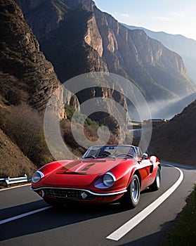 Classic sports car races in mountains