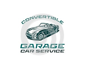 Classic Sports car Retro car. Vintage car. Convertible car service logo design vector illustration