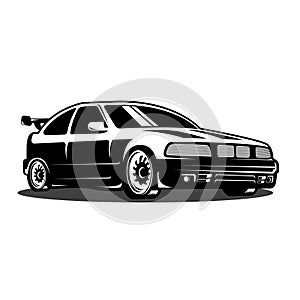 Classic sports car silhouette vector Illustration in white background