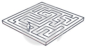 Classic square maze puzzle, problem solving, challenge, strategy, navigation, mental game, vector design Generative AI