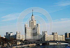 Classic Stalin skyscraper historic backdrop