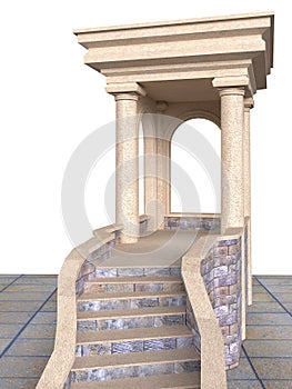 Classic stone portico with columns and stairs