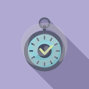 Classic stopwatch duration icon flat vector. Clock event