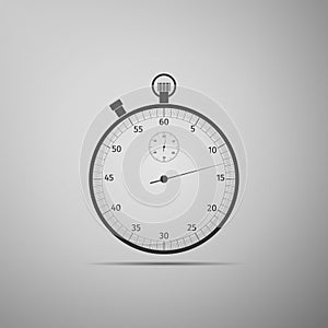 Classic stopwatch icon isolated on grey background. Timer icon. Chronometer sign