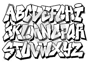 Classic street art graffiti font type alphabet