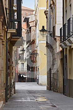 Classic street facades in Teruel. Spain arquitecture. Tourism