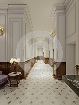 Classic style corridor in a luxury hotel