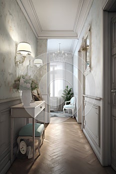Classic style hallway interior in a hotel or house