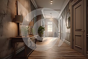 Classic style hallway interior in a hotel or house