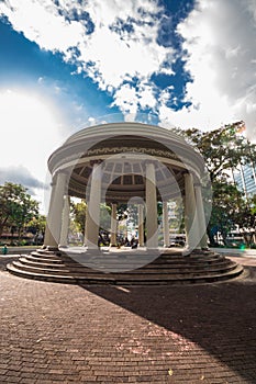 Classic style kiosk in the middle of the public park, in the center of the city of San Jose in Costa Rica