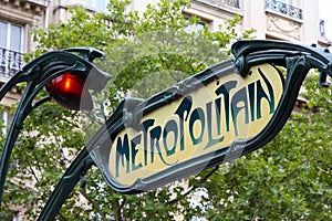 Classic style metro station sign in Paris