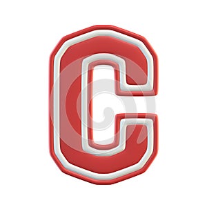 Classic style Sport Team font. Vintage sport font for american football, baseball or basketball 3d illustration, letter C