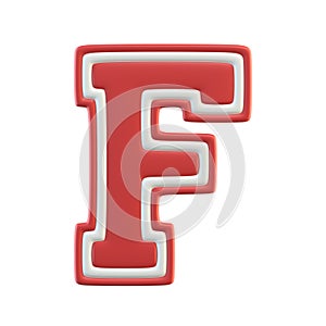 Classic style Sport Team font. Vintage sport font for american football, baseball or basketball 3d illustration, letter F