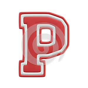 Classic style Sport Team font. Vintage sport font for american football, baseball or basketball 3d illustration, letter P