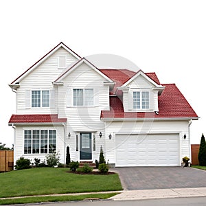 Classic Suburban House Isolated on White Background photo