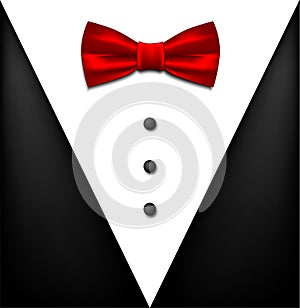 Classic suit with a bow tie. Realistic illustration