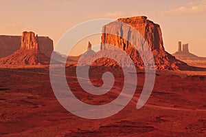 A classic sunset scene at Monument Valley