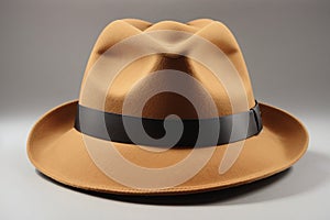 Classic tan felt Fedora isolated on white